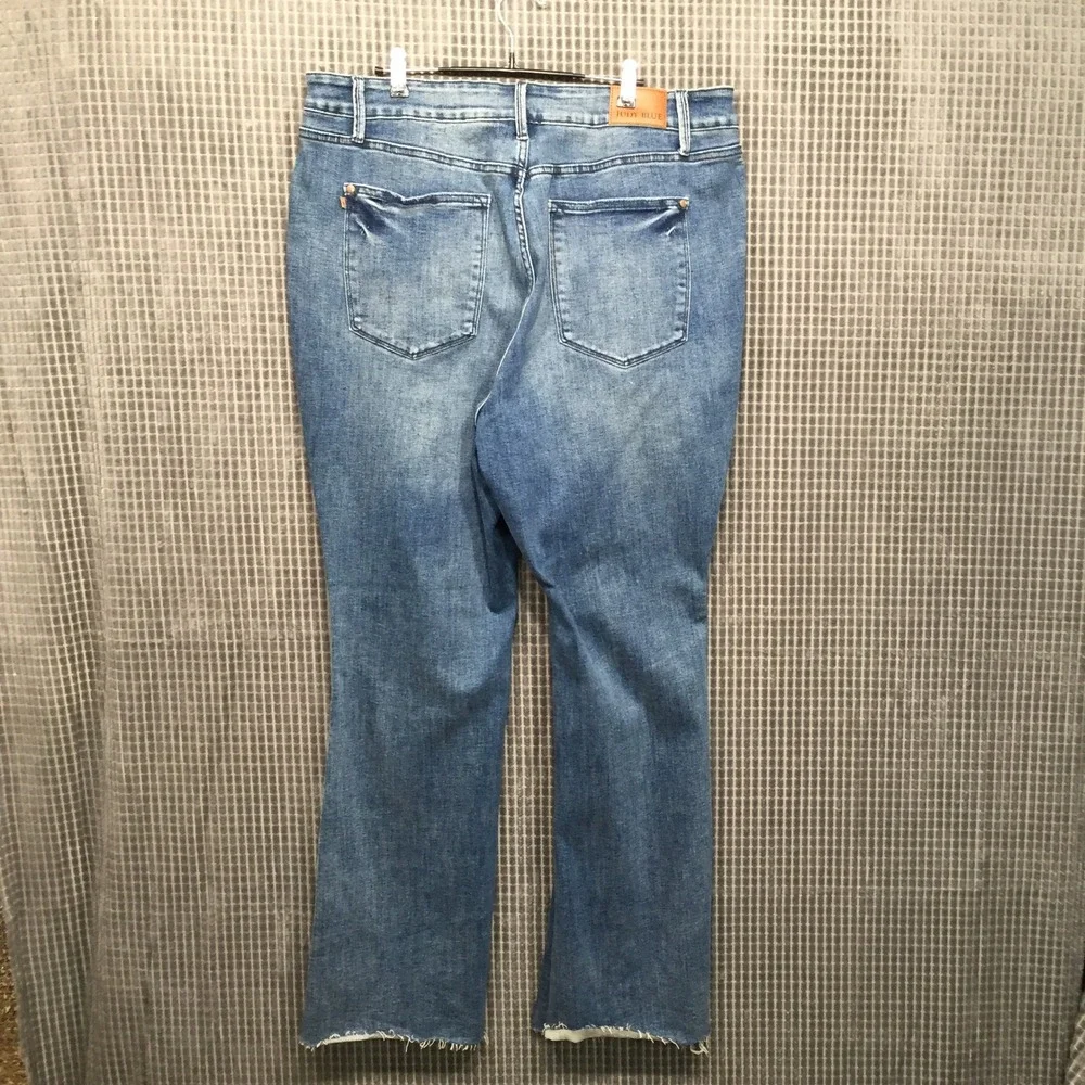 Judy Blue Womens Flare Jeans Raw Hem High Rise 22W Medium Wash Excellent